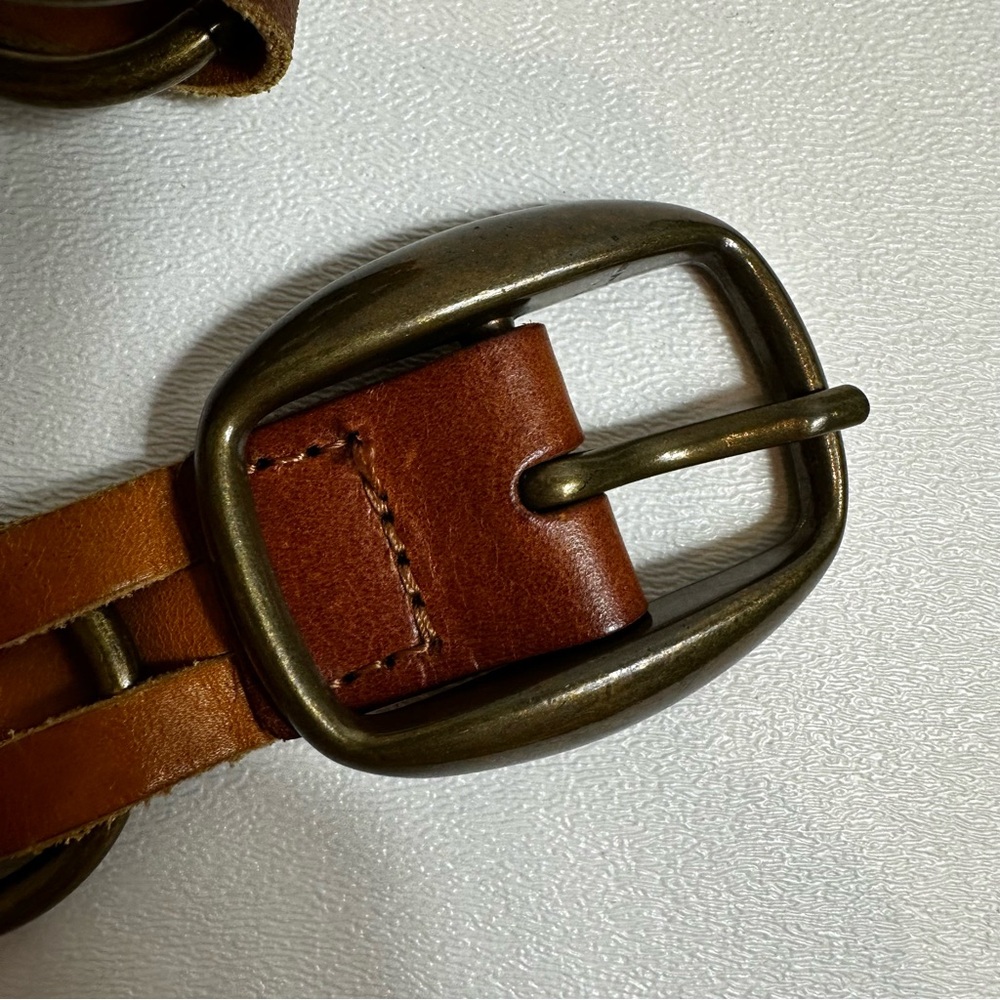 Express Brown Leather Woven Chain Style Belt - Picture 5 of 13